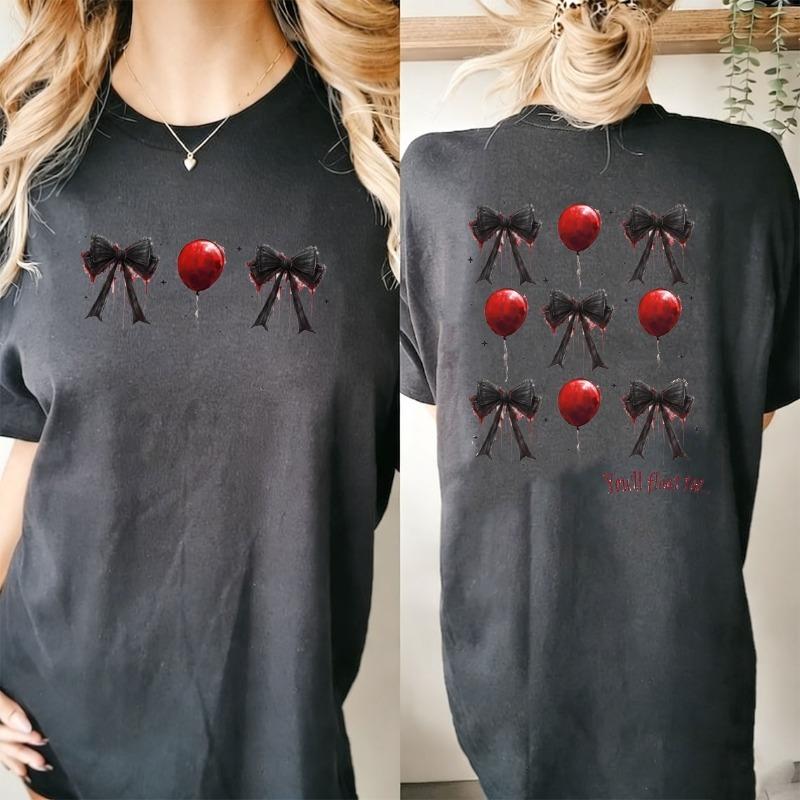 Spooky Coquette Tee Youll Float Too Graphic TShirt Retro Horror Gothic Tops Women Clothing Cotton Tshirts Retro Style