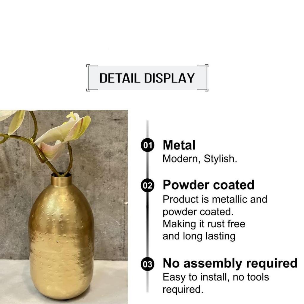 Vase for Living Room | Metal Vase for Home Decor | Flower Vase Vintage Antique Decor | Table Gold Flower Vase for Home Decoration