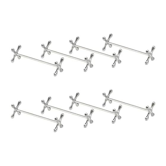 8-Piece Stainless Steel Cutlery Rests Set - Silver, Elegant & Simple Chopstick, Knife, Fork, Spoon, Tongs Holders - Compact & Practical for Kitchen,
