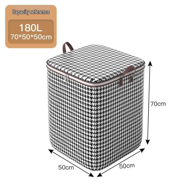Houndstooth Large Capacity Waterproof Storage Bag - Moisture-proof Non-woven Fabric Organizer for Clothes 