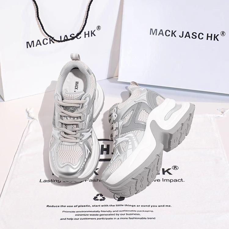 Hong Kong HK little dad shoes women 2025 autumn new muffin thick sole inner height increase 8CM casual sports shoes