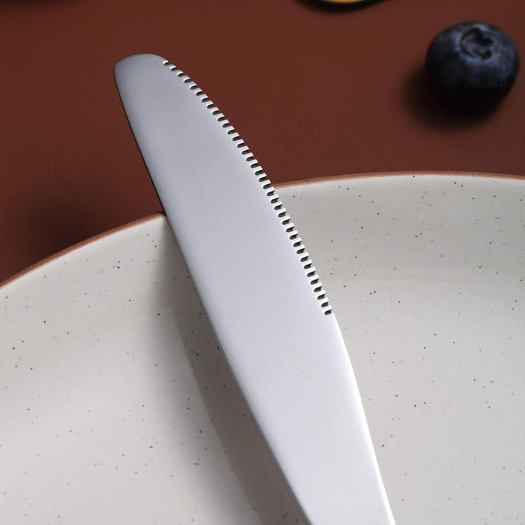 Berglander Dinner Knives Set Of 6, Stainless Steel Shiny Mirror Dinner Knife, Butter Knife Spreader Table Knives Sturdy And Dishwasher Safe