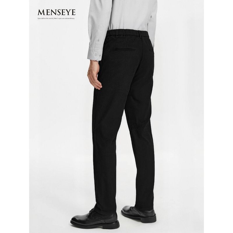 Menseye Men's Casual Pants, Striped Autumn and Winter Thickened Warm Slim-Fit Business Dress Pants, Versatile for Commuting