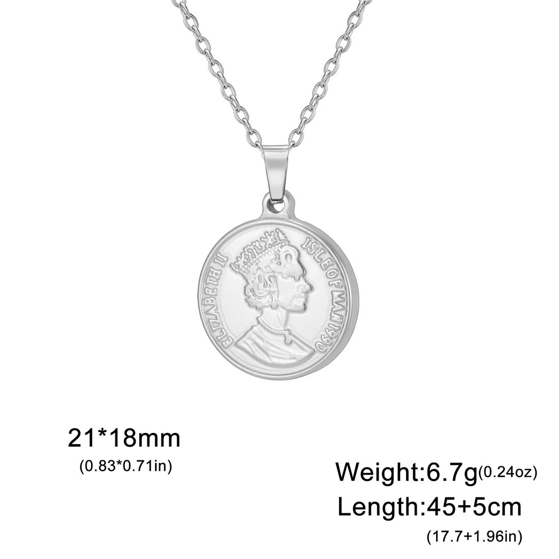 

Double Sided Elizabeth Pendant Necklace Stainless Steel Charm Round Lettering Necklaces Women Girl Fashion Jewelry Gifts