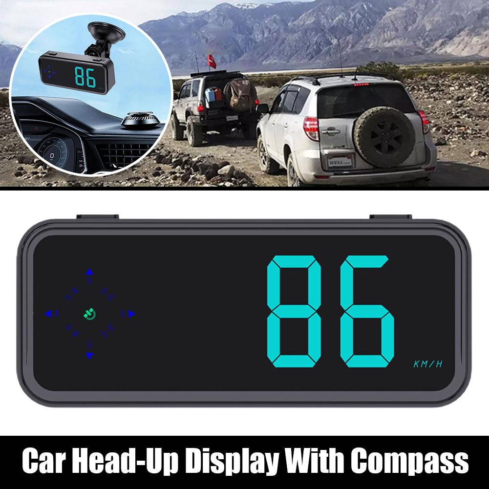 Car Head-up Display With Compass GPS Digital Speedometer Electronics Speed Windshield Accessories Car Projector Y0P9