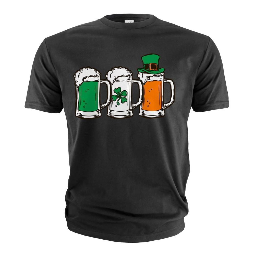 Men s Funny St Patrick s Day T-shirt beer Irish flag clover creative flag tee Unisex T-Shirt XL
