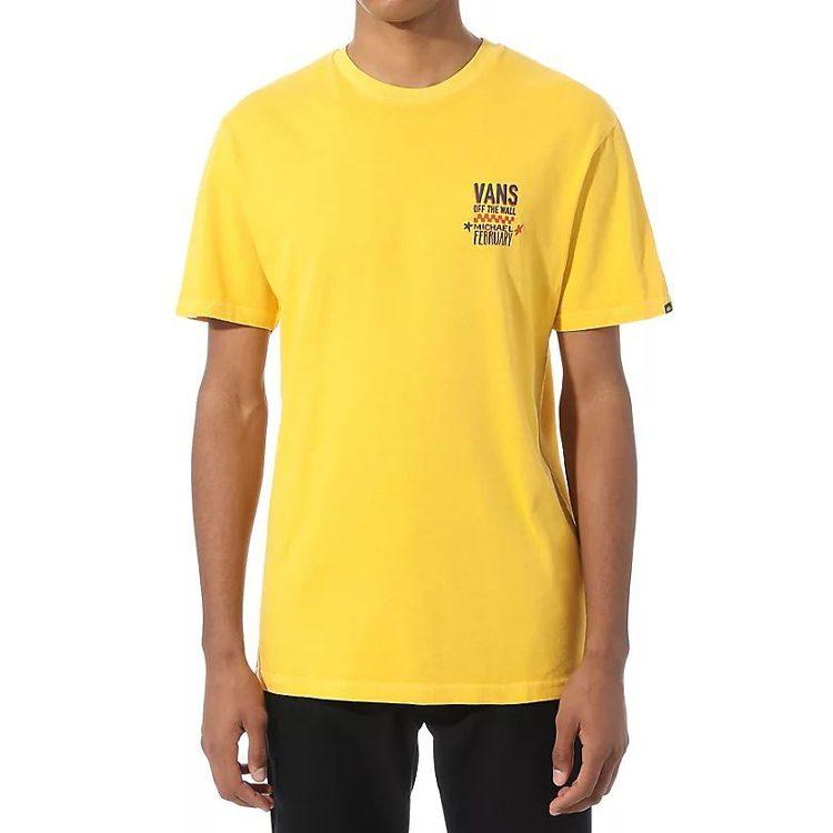 Vans Mikey T Shirts Unisex Yellow Crew Neck Moderate Straight Fit VN0A4RP785W