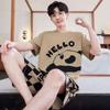 Men's Short-Sleeve Cartoon Pajama Set with Shorts