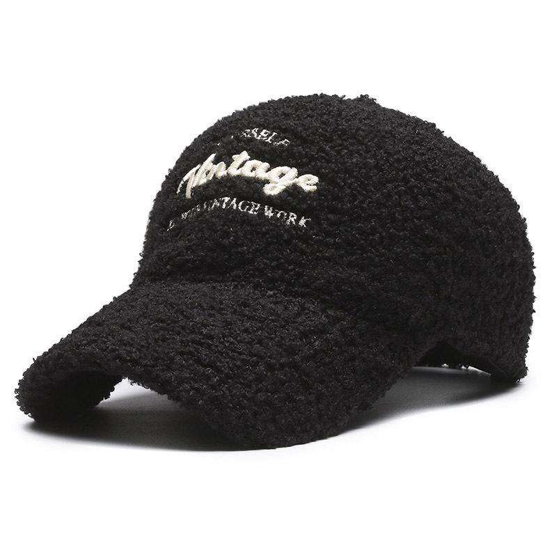 

Women s Winter Embroidered Lambswool Baseball Cap - Warm Teddy Fleece, Trendy Face-Slimming Flat Cap One Size Adjustable чёрный
