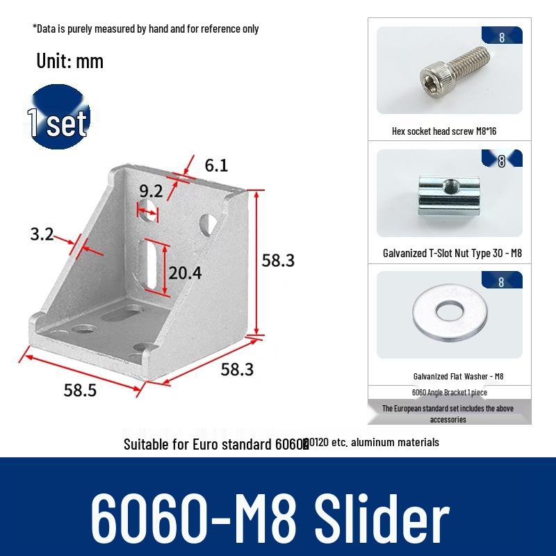 Aluminum 90° Corner Bracket Connector for 4040/2020/3030 Profiles