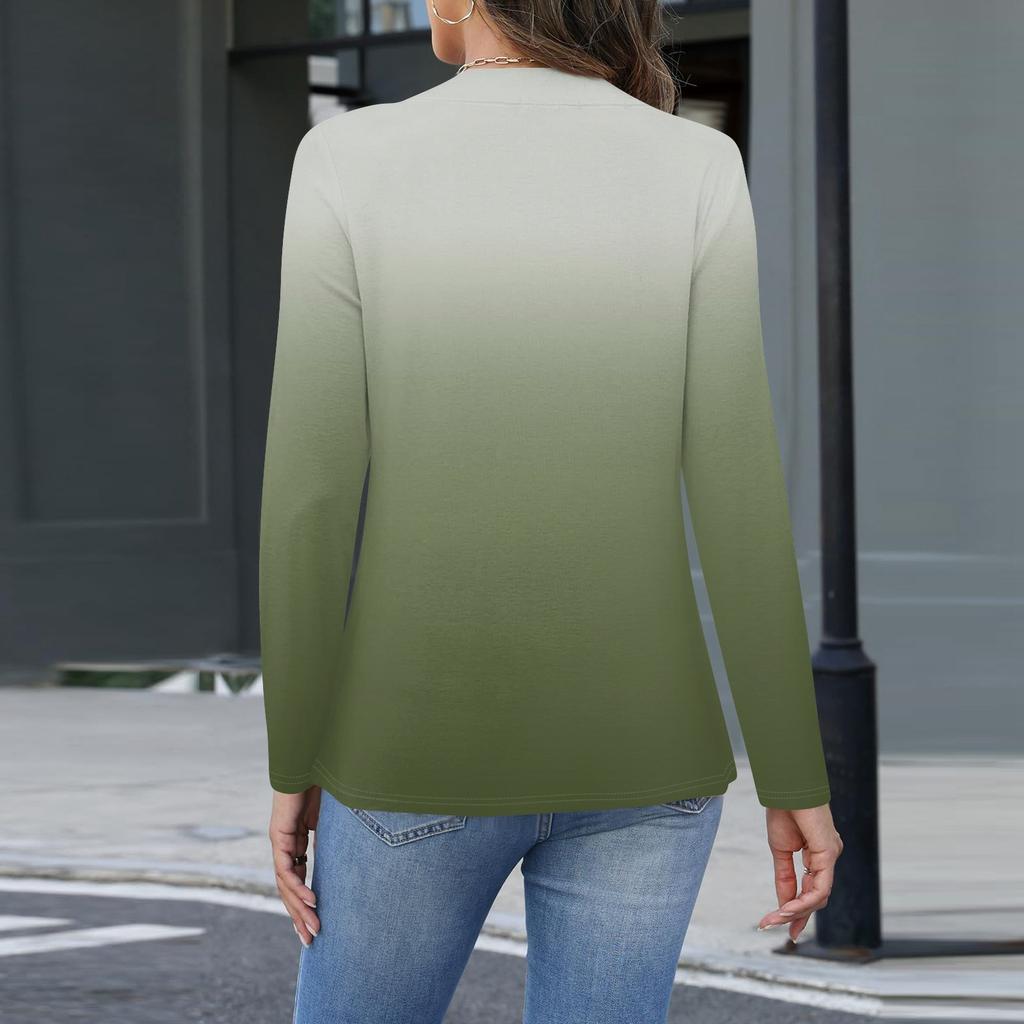 Women's Fashion Casual Print Button-down Shirt Long Sleeve Tops