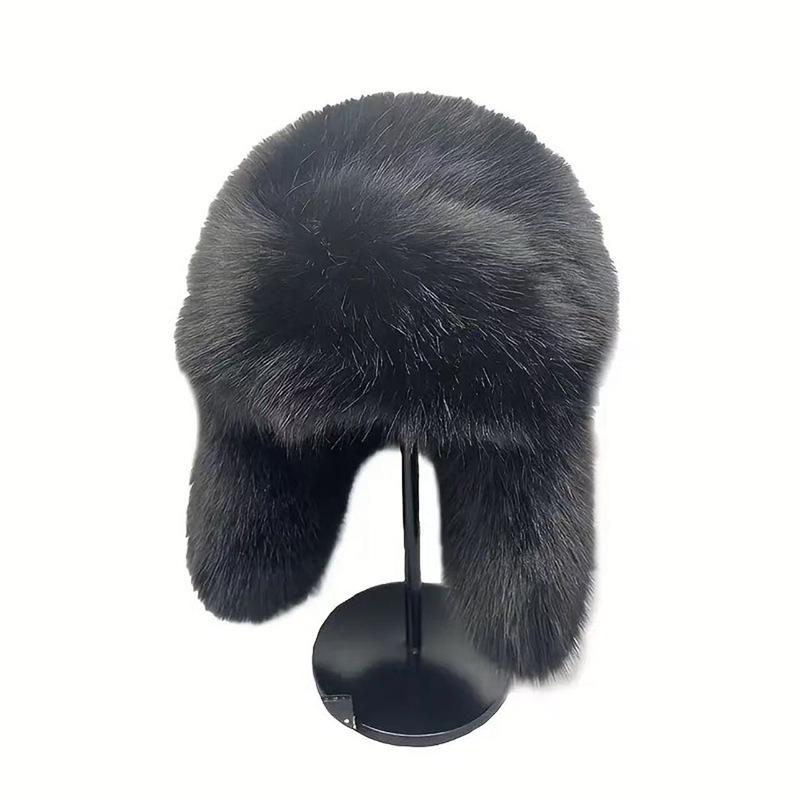

Women s Winter Lei Feng Hat with Faux Fox Fur Ear Protection - Warm, Thick, and Windproof