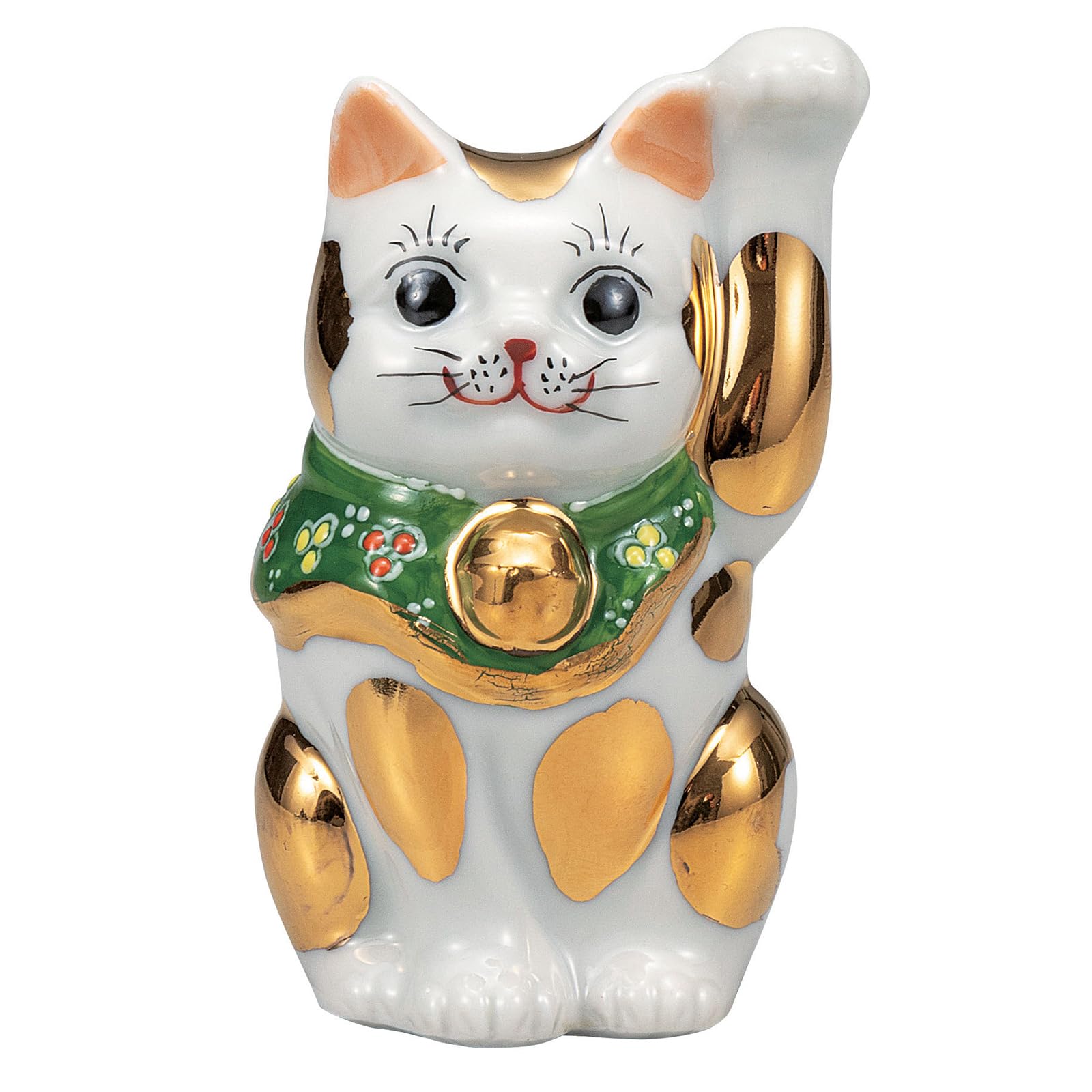 Kutani ware symbolizing business prosperity and good left paw size gold Maneki-neko (beckoning cat) figurine, fortune, raised, 8.8cm tall, 2.8, trim,