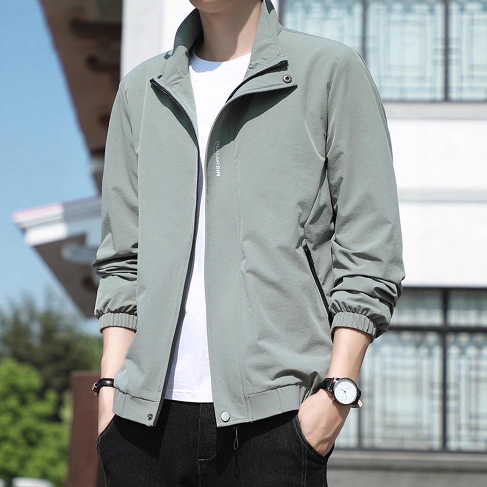 Men's Plus Size Stand-Up Collar Casual Jacket - Spring/Autumn Trend