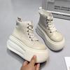 High-Top Shoes for Women Autum 2025 New Women's Shoes Round-Toe Shoes Thick-Soled Heightening Casual Sneakers