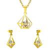 Fashion Geometric Zircon Earrings And Necklace Set Simple Elegant Personality Jewelry Suite