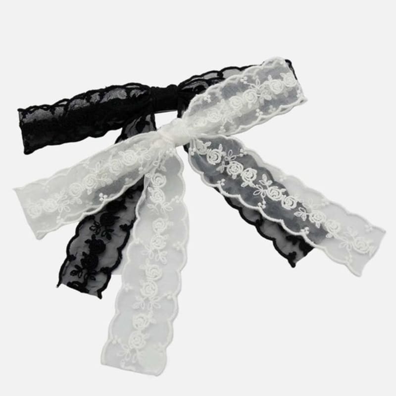 

J.Lauren Flower Lace Ribbon Auto Hair Pin H01411 white