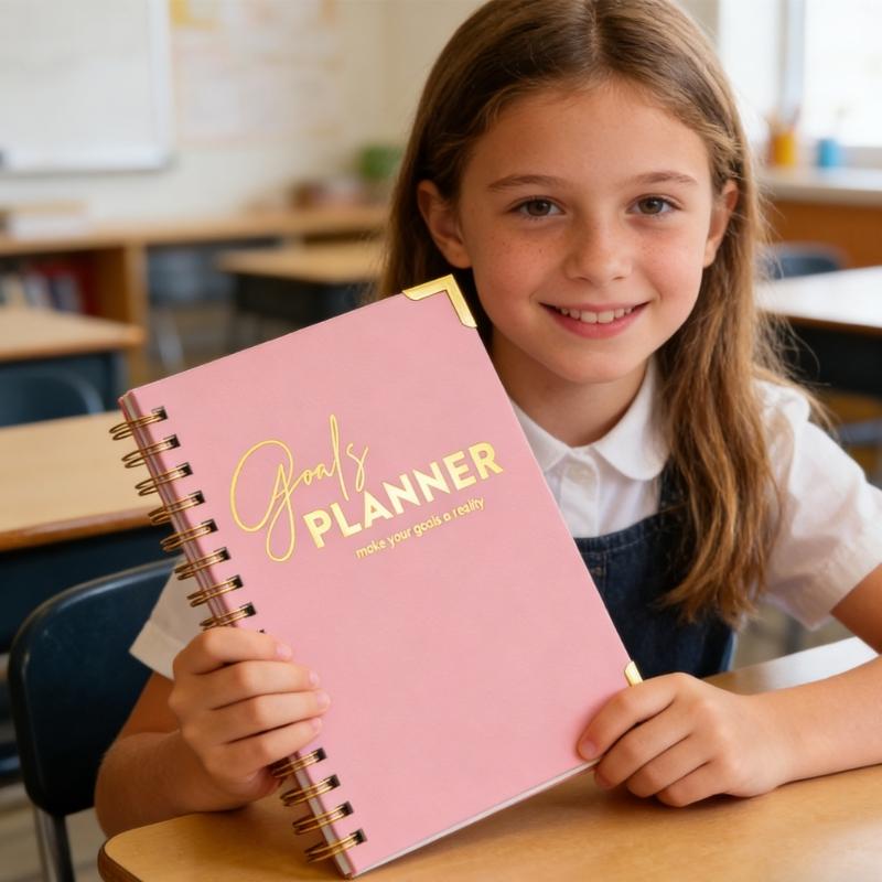 Elegant Daily Schedule Notebook With Firm Cover And Metal Corners Perfect For Work Or School