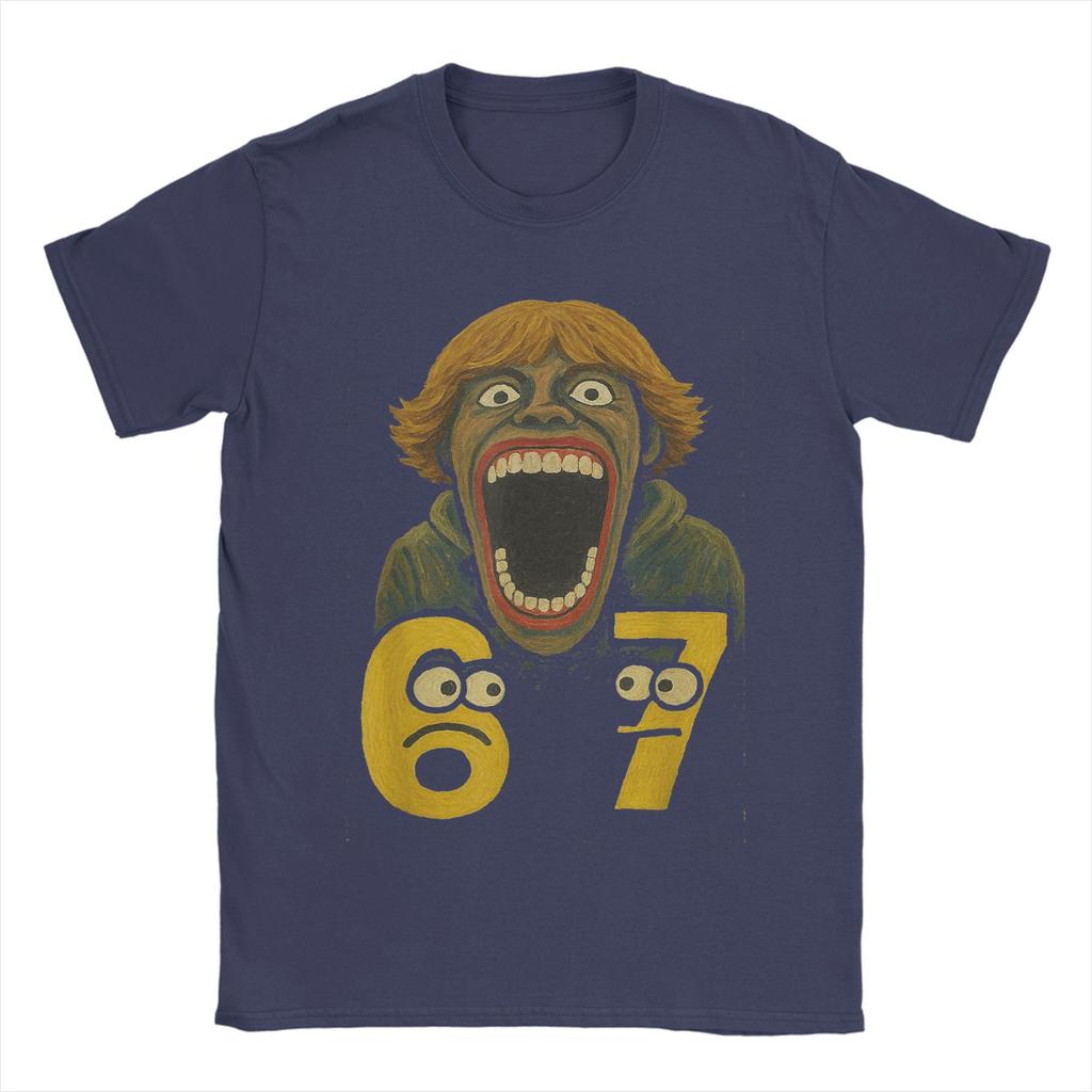 Awesome 67 Six Seven 6 7 Meme Funny T-Shirt Men Round Collar T Shirt Gen-Alpha Slang Short Sleeve Tees Graphic Printed Clothing