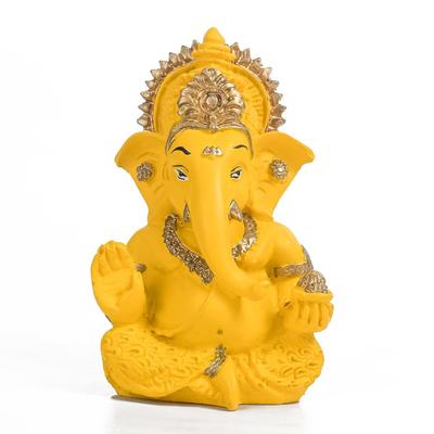 Mini Ganesha Car Idol - Small Handcrafted Ganesha Statue for Dashboard, Home, or Office - Sign of Blessings, Wealth, and Happiness