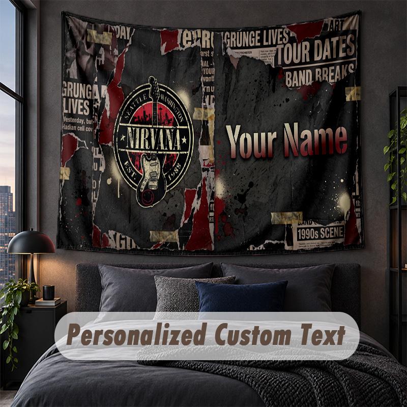 Benutzerdefinierte Namens-Text-Wandteppich, Nirvana Dekorative Wandbehang, Hintergrund-Wandteppich Für Zuhause Schlafzimmer