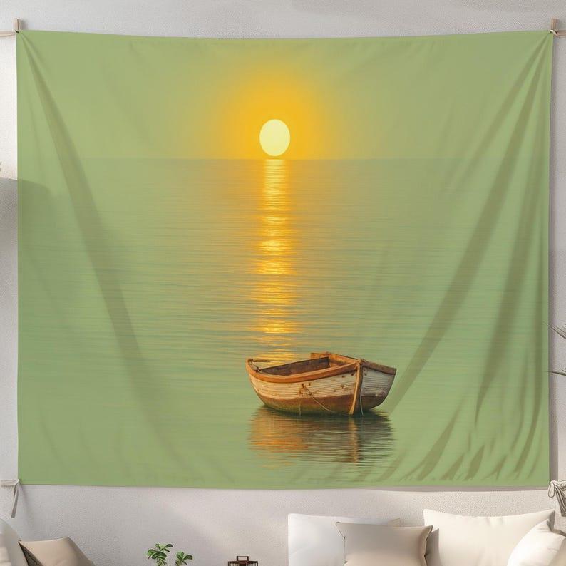 Sunset Boat tapestry 75x100 чёрный