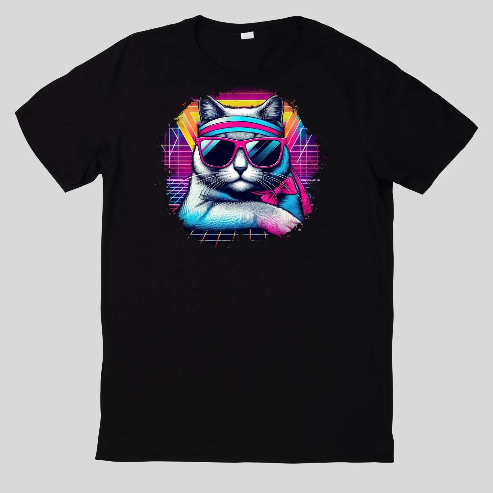 T-Shirt Aquarell Retro coole Katzen XL