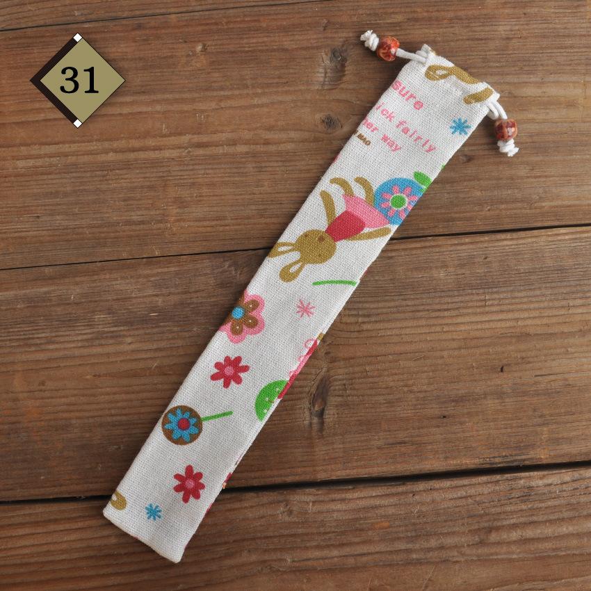 1pc Eco Friendly Canvas Drawstring Pouch Japanese Style for Chopsticks Spoon Straw Home Kitchen Travel Organizer