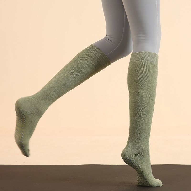 

Thickened Fall and Winter Overknee Long Boot Yoga Socks Professional Non Slip Pilates Leg Warmer Foot Sock Terry round Head Athletic Socks Green round head Knee Socks Terry thickened
