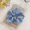 Korea Women Hair Scrunchie Blue Plaid Dot Elastic Hair Bands Stretchy Hair Ties Summer Ponytail Holder Girls Hair Accessories