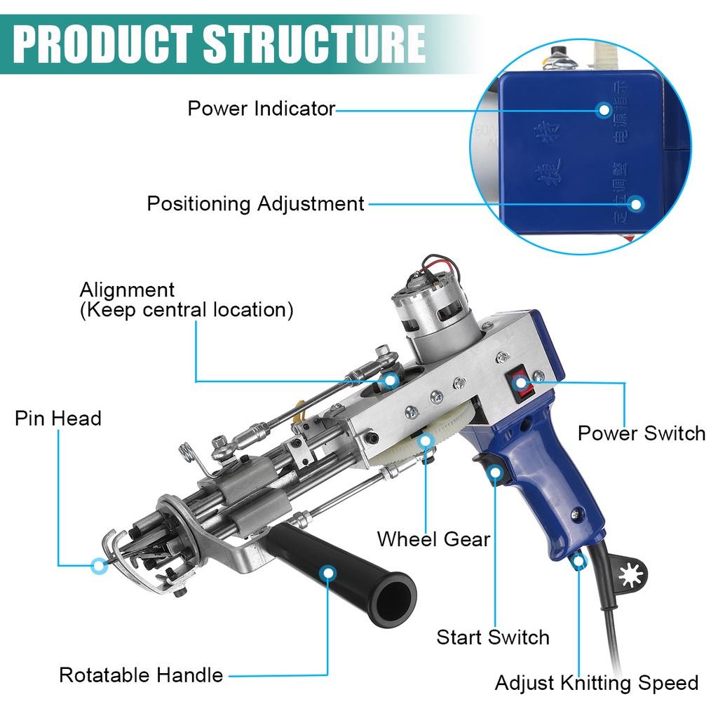 66W 50~60HZ Electric Carpet Tufting Gun Hand Gun Carpet Weaving Flocking Machines Cut Pile Loop Pile Power Tool