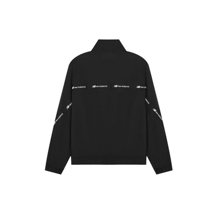 New Balance Logo Full-Zip Woven Jacket Asia Sizing 'Black White' Unisex AMJ22350-BK