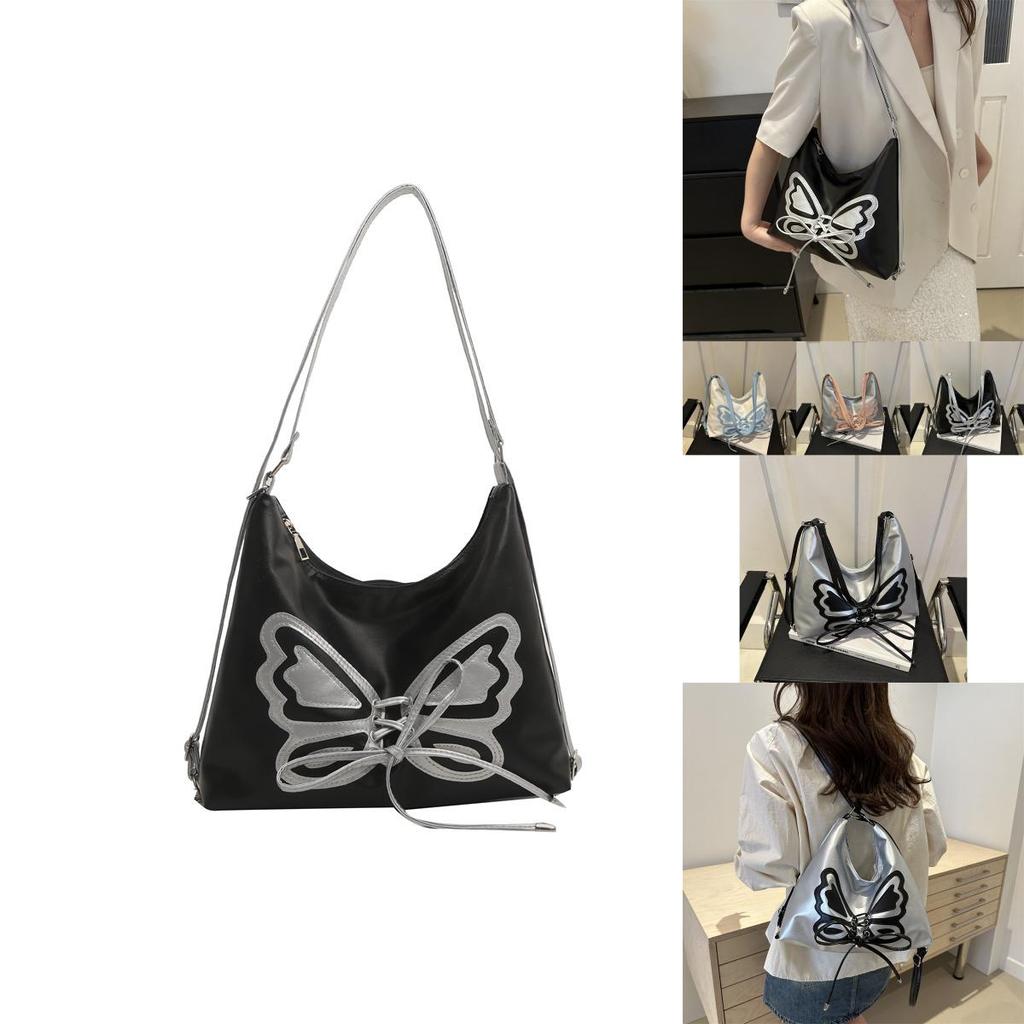 Fashionable Metallic Butterfly Womens Backpack 2024 New Versatile Shoulder Bag