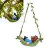 Garden Gnome On Leaf Hammock Statue Cute Resin Swinging Outdoor Yard Decor Fairy Garden Ornament