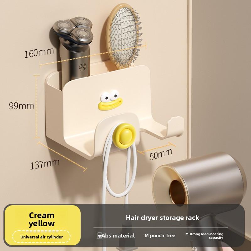 Bezotworowy, ścienny uchwyt na suszarkę do włosów do łazienki