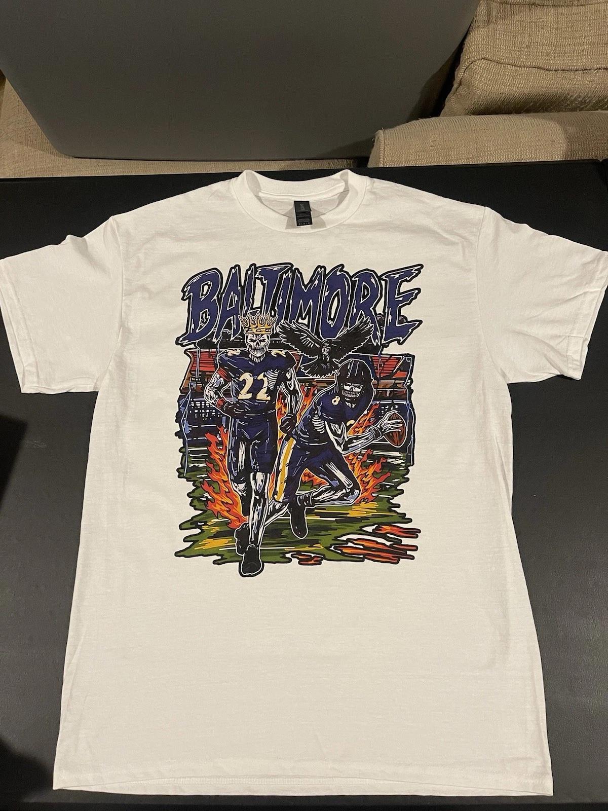 Baltimore Ravens Graphic T-Shirt Size Large Derrick Henry Lamar Jackson Gift Tee 4XL
