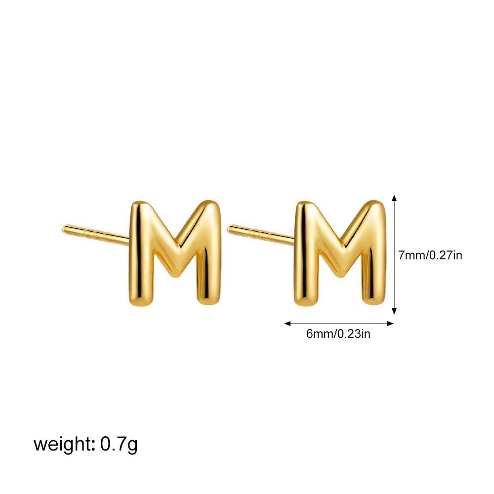

Серьги-пусеты из стерлингового серебра 925 пробы с 26 буквами алфавита - Простые, стильные, европейская и американская мода для женщин S925 Silver