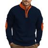Color-Block Velvet Stand-Up Collar Pullover: Autumn/Winter Loose Casual Long-Sleeve Half-Zip Jacket