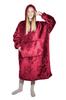 Burgundy Tv Poncho With Hood - Hoodie With Fur, Warm, Long Sleeves, Large Pocket