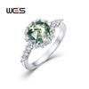 WES   CopperNatural Moss Agate Ring For Women Oval Cut Sea Grass Agate Flower Rings Wedding Party Jewelry Gift