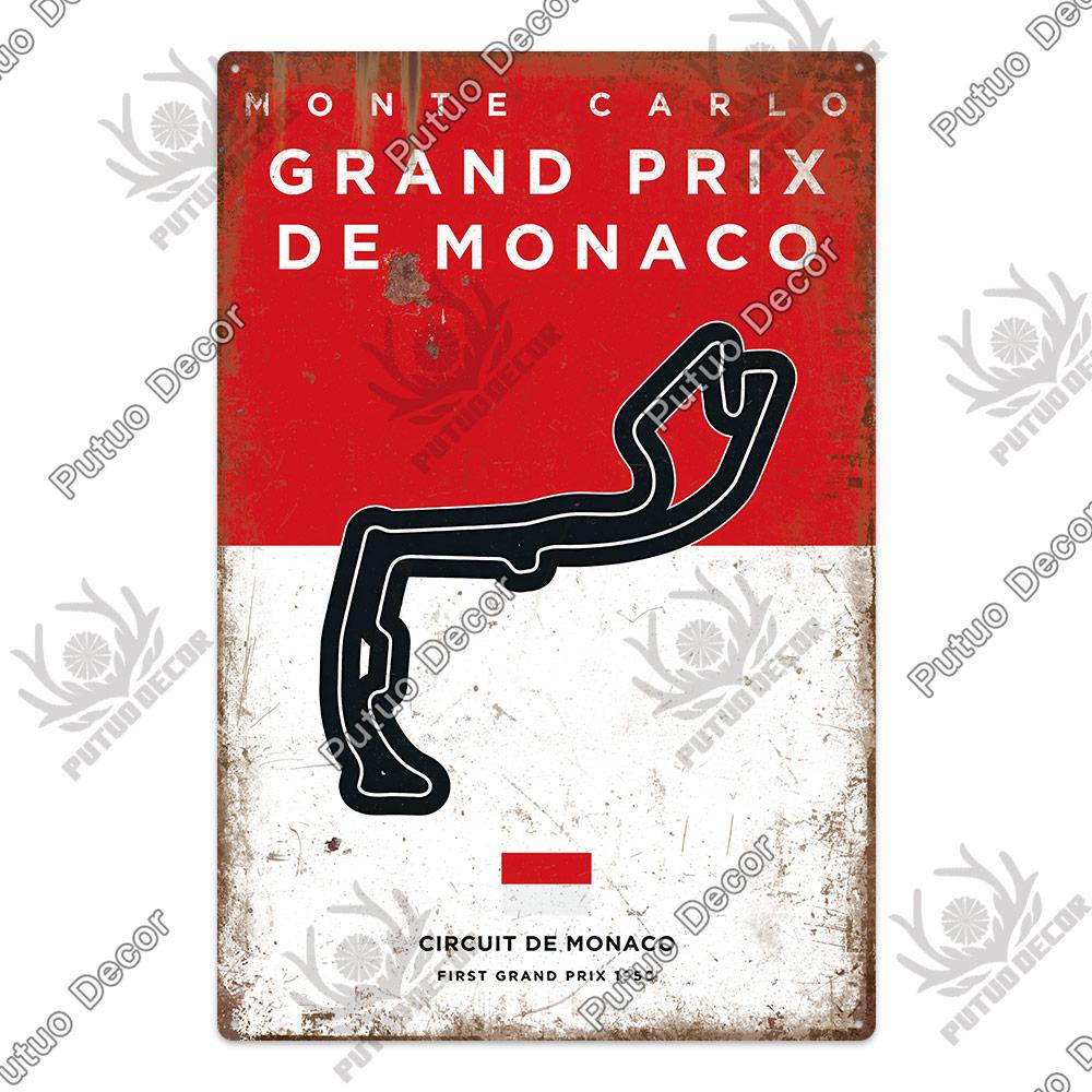 

Putuo Decor Винтажный Металлический Постер Гоночная Трасса Соревнование F1 Жестяная Табличка Плакетка Железная Пластина Бар Клуб Мужская Пещера Домашнее Настенное Украшение 20x30cm（7.8x11.8inch）