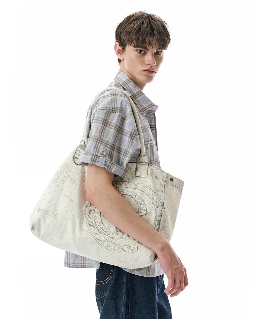 Sekeonmonollogeu Washed Cotton Appliqué Tote Bag [Lbeige]_Seac013Lbeige