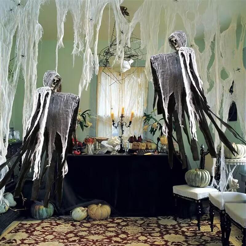 Halloween Hanging Skeleton Ghost Decor Outdoor Scary Prop Haunted House Escape Room Door Decoration