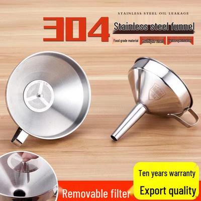 Thickened Stainless Steel Funnel - Large & Small Diameter with Filter Mesh for Kitchen Use