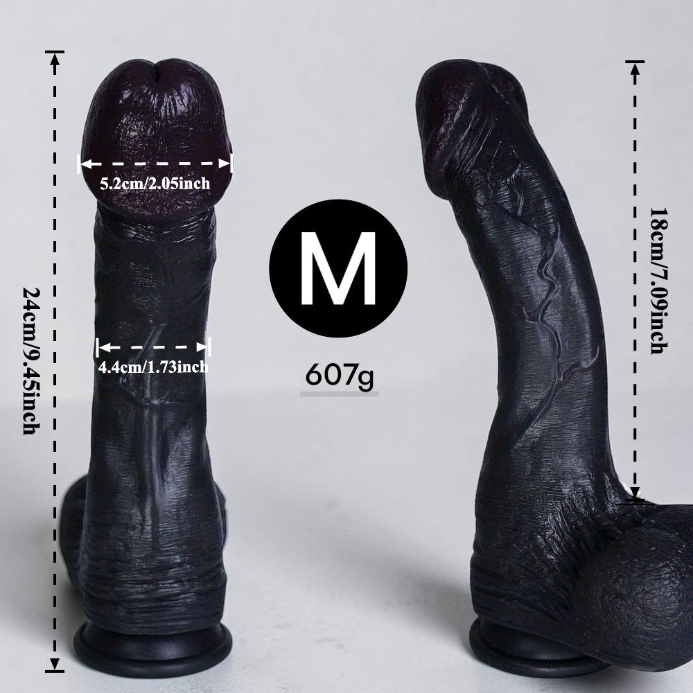 Realistic Black Dildo, Huge Thick Silicone Penis with Strong Suction Cup, Flexible Curved Design, Lifelike Texture, Adult Toy for Women & Couples