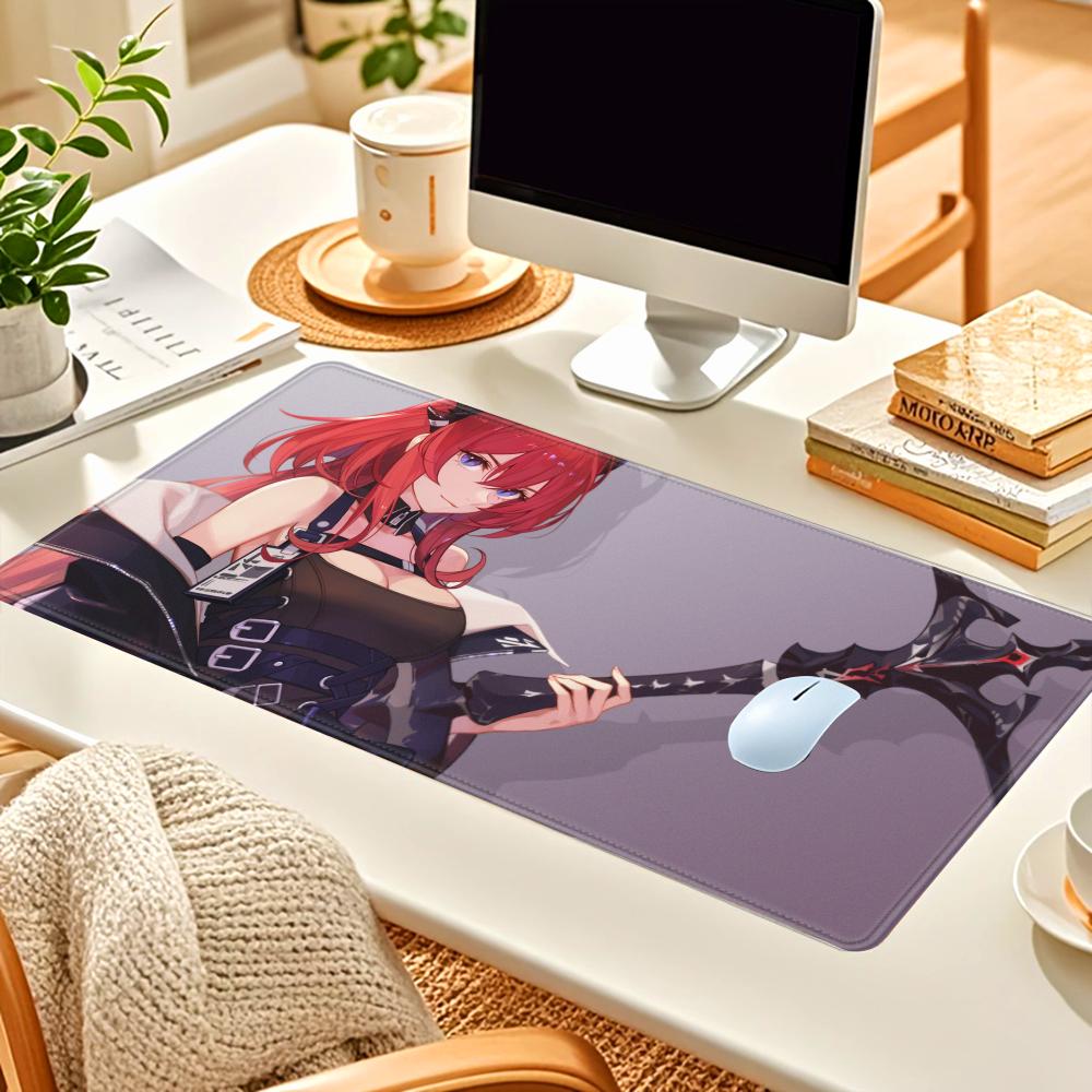 HYBXAXC Game Arknights Surtr Mousepad Large Keyboard Desk Mat Gaming Mouse Pad LockEdge Nonslip Mat