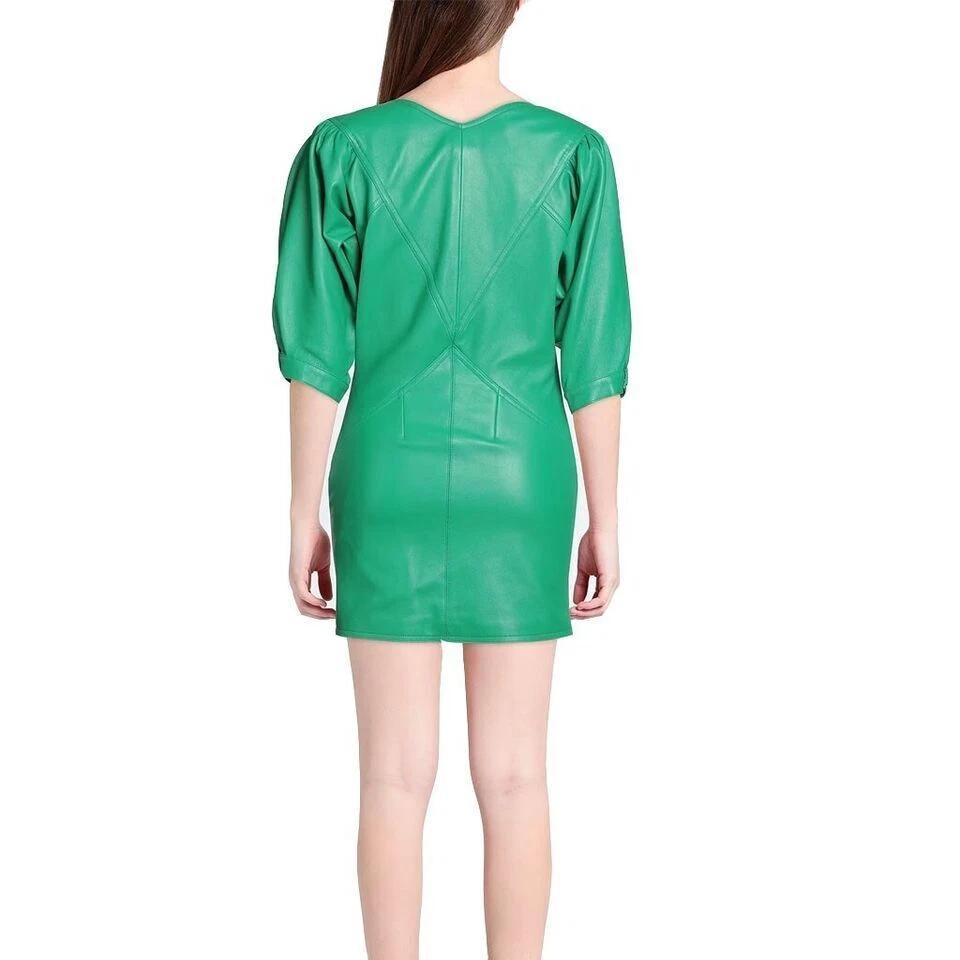 Designer Casual Party Formal Women Dress Genuine Leather Dress Handmade Stylish