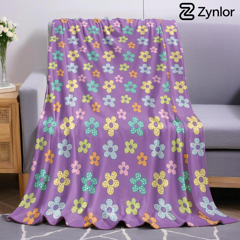 Polka Dot Flower Lightweight Microfiber Soft Christmas Fleece Blanket Warm Cozy Throw for Bed Sofa Office Travel All Season