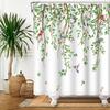 Spring Shower Curtain Green Leaves Birds Shower Curtains Vine Branch Hummingbird Cardinal Shower Curtain Sets For Bathroom