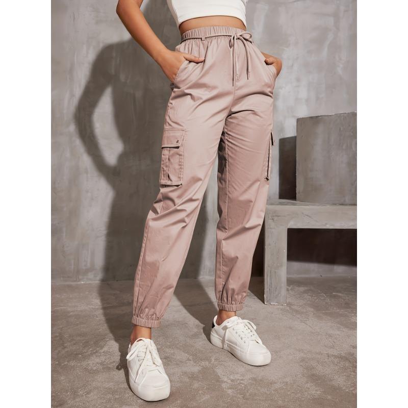

Женские летние повседневные длинные рабочие брюки с высокой талией S розовый